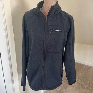 Pre-Loved Patagonia Navy Blue Full-Zip Fleece Jacket with Hood Men’s Large